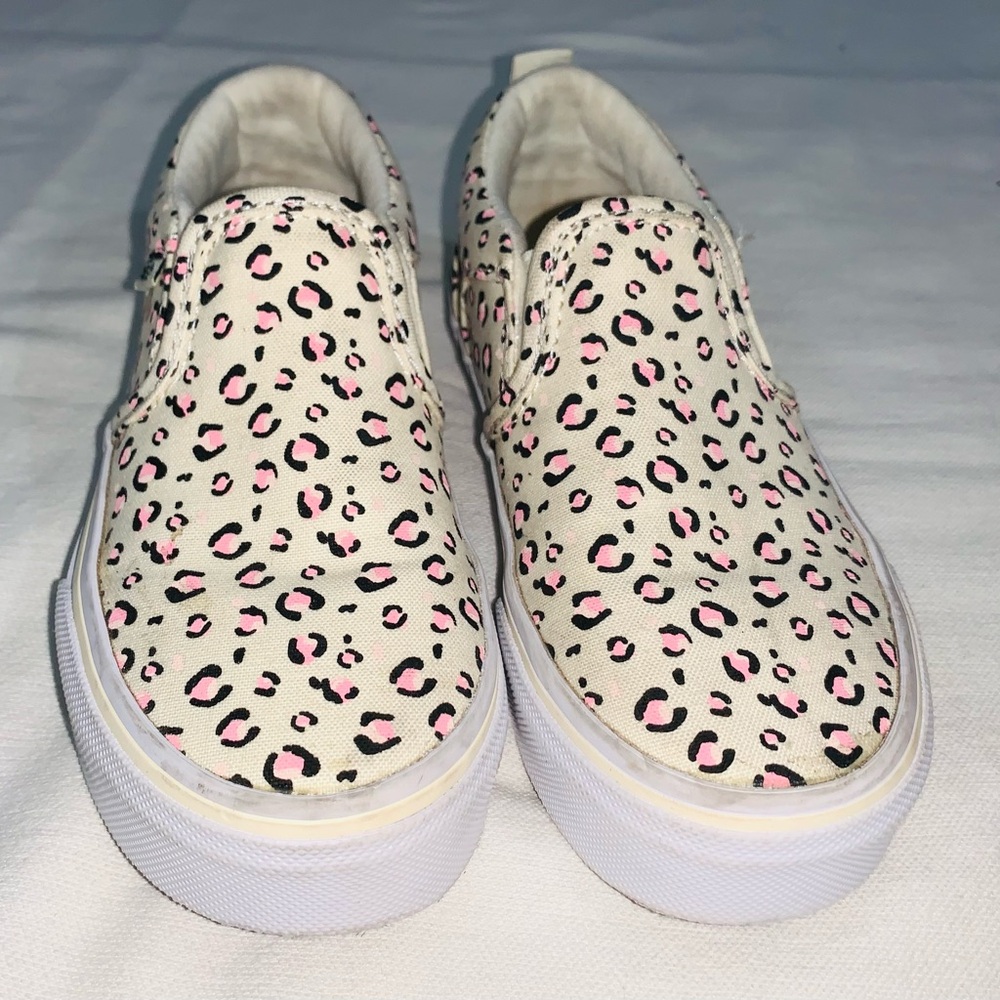 Vans Kids Pink Leopard Slip-On Sneakers